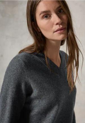 Cecil Damen Kurzer Feinstrickpullover in Grau, Gr: XL