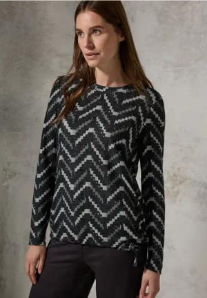 Cecil Damen Shirt mit grafischem Muster in Schwarz, Gr: L