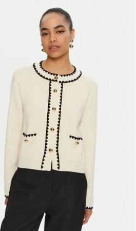Luisa Spagnoli Strickjacke Megaduca 58398 Écru Slim Fit