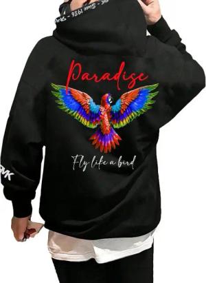 RMK Hoodie Herren Kapuzenpullover Pullover Pulli Paradise Mit Papagei Print