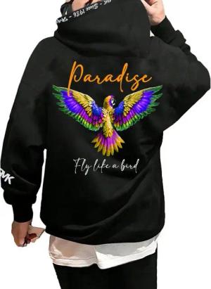RMK Hoodie Herren Kapuzenpullover Pullover Pulli Paradise Mit Papagei Print