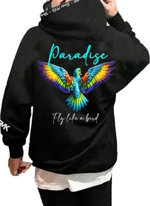 RMK Hoodie Herren Kapuzenpullover Pullover Pulli Paradise Mit Papagei Print
