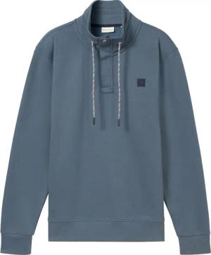 TOM TAILOR Herren Troyer Sweatshirt mit Logo Badge, blau, Uni, Gr. L