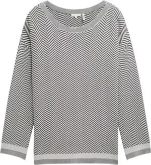 TOM TAILOR Damen Plus Size - Pullover mit Fischgrätenmuster, grau, Fischgrät, Gr. 46