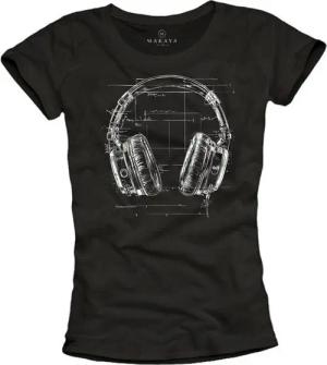MAKAYA Print-Shirt Damen Retro Hip Hop Outfit Kopfhörer 80er 90er Jahre Hippie Motiv (Schwarz, S, M, L, XL) aus Baumwolle