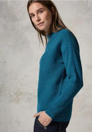 Cecil Damen Chenille Dolman Pullover in Blau, Gr: XXL