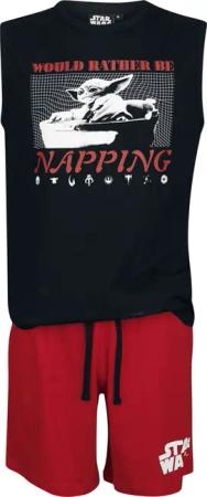 Star Wars - Disney Schlafanzug - Grogu - Would Rather Be Napping - S bis XXL - für Männer - Größe S - schwarz/rot - EMP exklusives Merchandise!