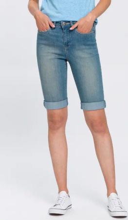 Arizona Jeansbermudas, schmale Passform, krempelbarer Saum, Usedwaschung, hohe Leibhöhe