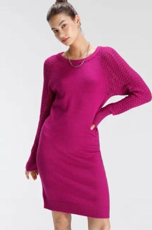 Tamaris Strickkleid, bis Mitte des Oberschenkels, modern, aus Viskosemischung, Langarm