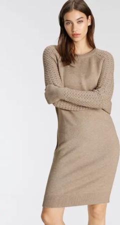 Tamaris Strickkleid, bis Mitte des Oberschenkels, modern, aus Viskosemischung, Langarm