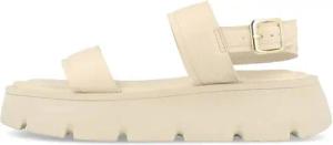 Tamaris Tamaris 1-28713-20-458 Leder Plateau Sandale Damen Ivory Uni Sandale