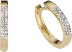 Firetti Paar Creolen Schmuck Geschenk Gold 585, teilw. rhodiniert, massiv, mit Brillant - Verschnittfassung