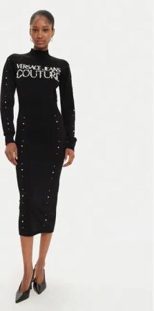 Versace Jeans Couture Strickkleid 77HAOM11 Schwarz Slim Fit