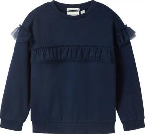 TOM TAILOR Mädchen Tüll Sweatshirt mit Bio-Baumwolle, blau, Uni, Gr. 104/110
