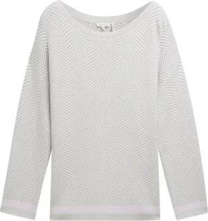 TOM TAILOR Damen Plus Size - Pullover mit Fischgrätenmuster, grau, Fischgrät, Gr. 46