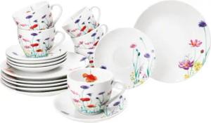 MamboCat Kaffeeservice 18tlg Kaffeeservice Marie Porzellan 6 Personen Blumen, Porzellan