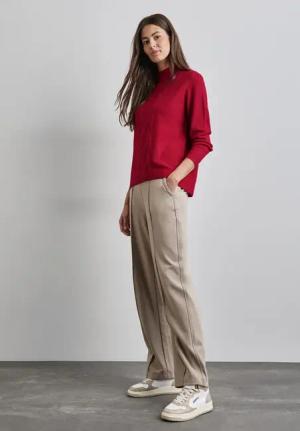 Street One Frauen Pullover mit Strickmuster in Rot, Gr: 38