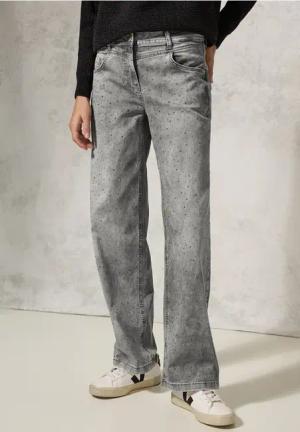 Cecil Damen Jeans mit Glitzerdetails in Grau, Gr: 31