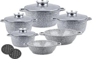 KlönBerg Topf-Set Steintöpfen in verschiedenen Größen mit zwei niedrigen Töpfen, Aluminiumguss, Aluminium, Keramik, Edelstahl (Passt in jede Küche! 1.2L / 2.3L / 2.5L / 4.1L / 4.5L / 6.5L, 12-tlg., Es ist eine perfekte Geschenkidee für jeden Anlass), Inno