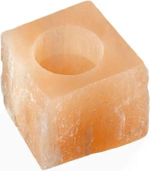 NKlaus Edelstein Selenit Teelichthalter – Quadratischer Kerzenhalter, Meditation