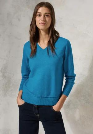 Cecil Damen Kurzer Feinstrickpullover in Türkis, Gr: XL
