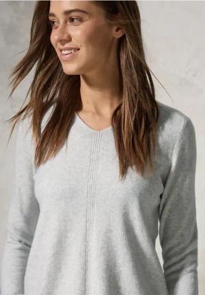 Cecil Damen Kuscheliger V-Neck Pullover in Grau, Gr: XXL