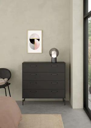 INOSIGN Hochkommode "Dana, Kommode, Aufbewahrung, Schubladenschrank", Kommode mit 4 Schubladen, Metallbeine, Höhe 95,8 cm, Breite 98,7 cm