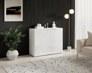 HBZ Kommode "Spice weiß hochglanz, BxHxT 100x80x40 cm", Kommode mit 2 Türen und 2 Einlegeböden