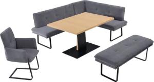 K+W Komfort & Wohnen Essgruppe "Giacomo III", (4 tlg.), wahlweise links oder rechts langer Schenkel 207cm, Freischwingersessel