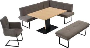 K+W Komfort & Wohnen Essgruppe "Giacomo III", (4 tlg.), wahlweise links oder rechts langer Schenkel 207cm, Freischwingersessel