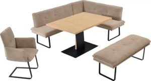 K+W Komfort & Wohnen Essgruppe "Giacomo III", (4 tlg.), wahlweise links oder rechts langer Schenkel 207cm, Freischwingersessel