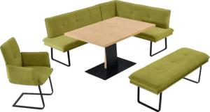 K+W Komfort & Wohnen Essgruppe "Giacomo III", (4 tlg.), wahlweise links oder rechts langer Schenkel 207cm, Freischwingersessel