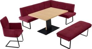 K+W Komfort & Wohnen Essgruppe "Giacomo III", (4 tlg.), wahlweise links oder rechts langer Schenkel 207cm, Freischwingersessel