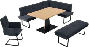 K+W Komfort & Wohnen Essgruppe "Giacomo III", (4 tlg.), wahlweise links oder rechts langer Schenkel 207cm, Freischwingersessel
