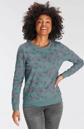 KangaROOS Sweatshirt, Langarm, lässiger Schnitt, geblümtes Muster, Rundhalsausschnitt