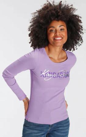 KangaROOS Langarmshirt, krempelbare Ärmel, figurbetonter Schnitt, Rundhalsausschnitt