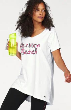 Venice Beach Longshirt, Langarm, lockere Passform, mit Logodruck, herzförmiger Ausschnitt