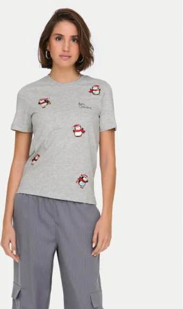 ONLY T-Shirt Kita 15331069 Grau Regular Fit