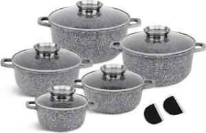 KlönBerg Topf-Set Wunderschöne Töpfe mit Steinbeschichtung in 5 verschiedenen Größen, Aluminiumguss, Keramik, Edelstahl (Passt in jede Küche! 1.3L / 1.7L / 2.4L / 3.1L / 4.3L, 10-tlg., Es ist eine perfekte Geschenkidee für jeden Anlass), Schnelle und glei