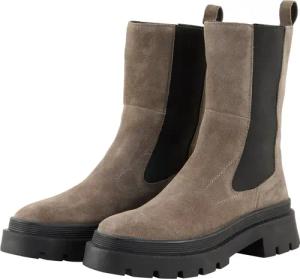 TOM TAILOR Damen Gefütterte Lederstiefel, grau, Uni, Gr. 39
