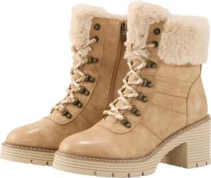 TOM TAILOR Damen Gefütterte Stiefeletten mit Block-Absatz, beige, Uni, Gr. 40