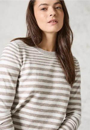 Cecil Damen Softer Streifenpullover in Beige, Gr: XL