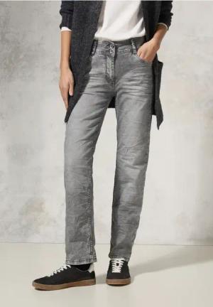 Cecil Damen Straight Leg Jeans in Grau, Gr: 33