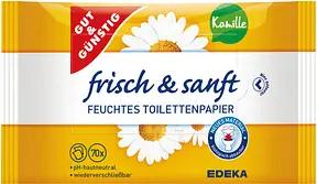 GUT&GÜNSTIG Feuchtes Toilettenpapier frisch & sanft 1-lagig, 2x 70 Tücher