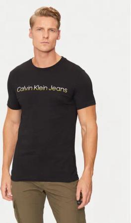 Calvin Klein Jeans T-Shirt Two Tone Institutional J30J325676 Schwarz Regular Fit