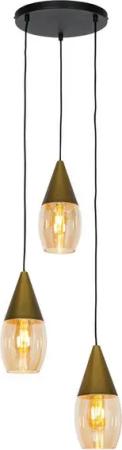 Qazqa Pendelleuchte Drop, ohne Leuchtmittel, E27, Gold, Modern, Glas, 3-flammig