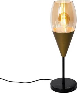 Qazqa Tischleuchte Drop, ohne Leuchtmittel, E27, Gold, Modern, Glas, 1-flammig