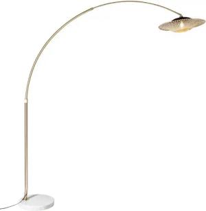 Qazqa Stehlampe Rina, ohne Leuchtmittel, E27, Gold, Modern, Rattan, 1-flammig