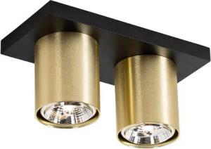 Qazqa LED Aufbaustrahler Tubo, ohne Leuchtmittel, GU10, Gold, Modern, Aluminium, 2-flammig