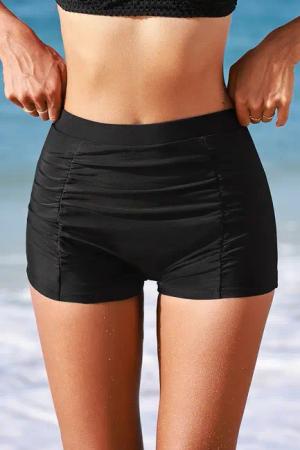 Schwarze High-Rise Bauchweg-Badeshorts